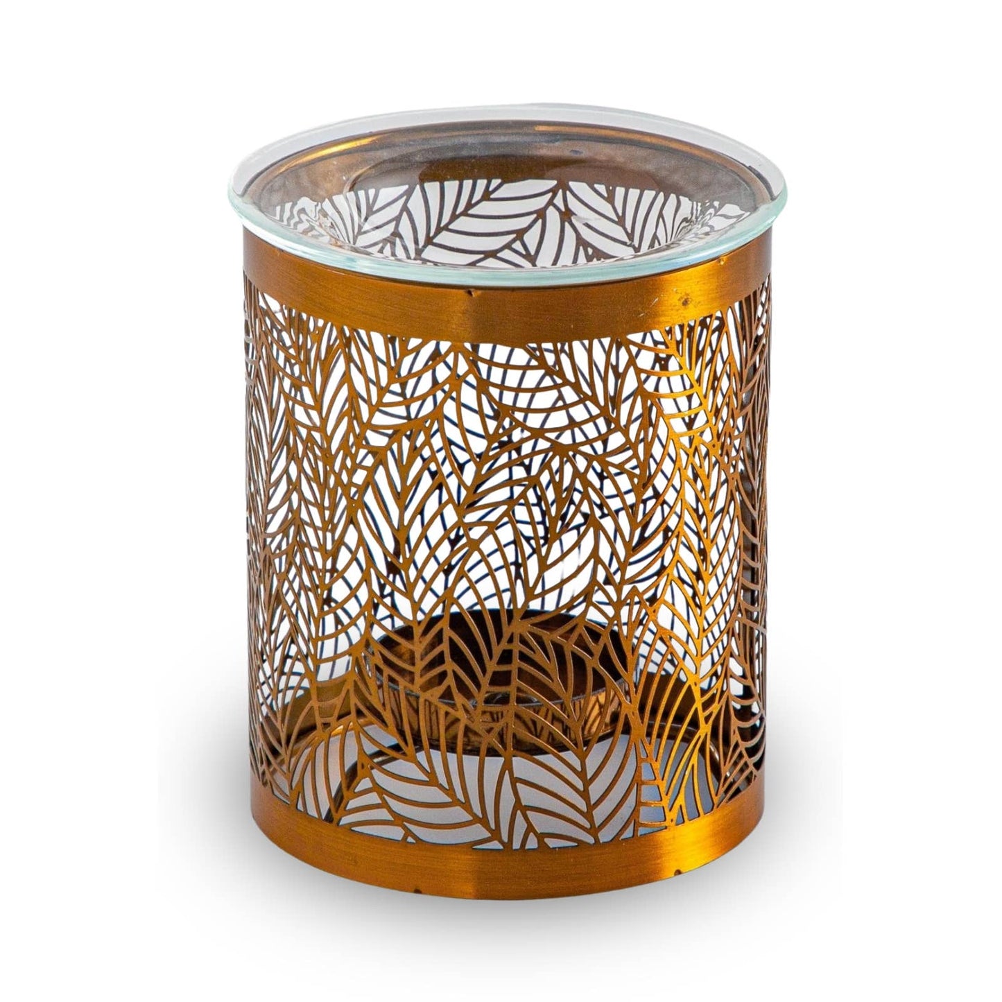 Brûleur d'encens Feuilles – Modèle original en métal et verre avec un design ajouré