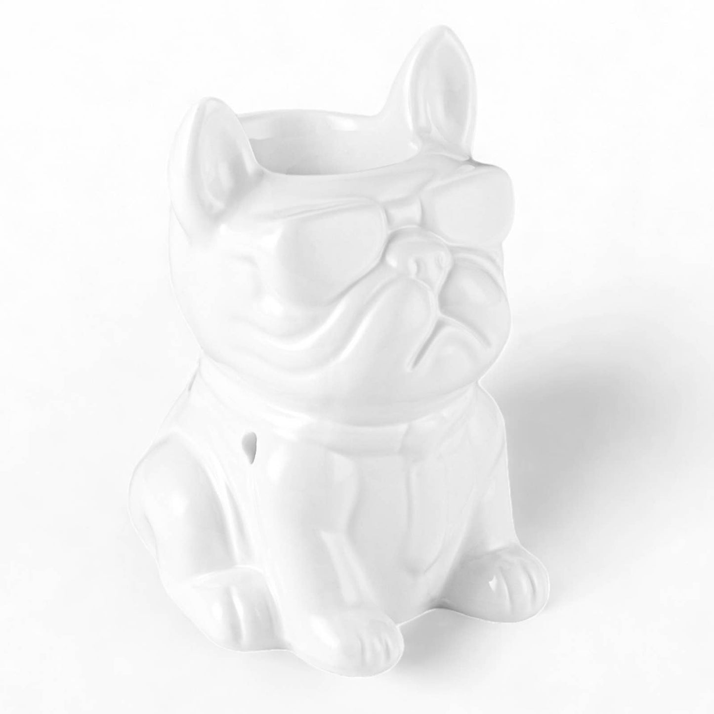 White Boubou Ceramic Oil & Wax Burner – French Bulldog Design