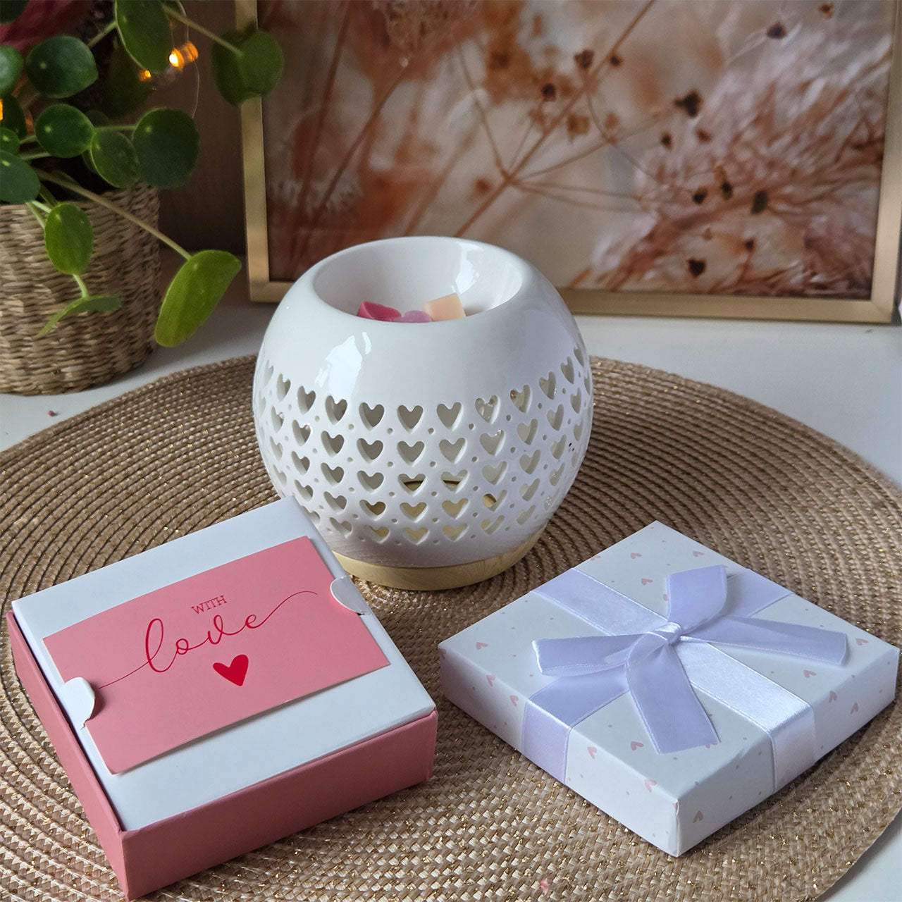 Love Glow Geschenkset – Herz Duftlampe mit Wax Melts 80g – Alisa Deco