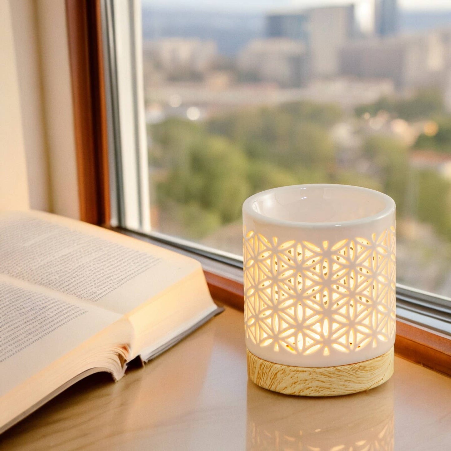 Lampe à parfum Fleur de Vie – brûleur en céramique