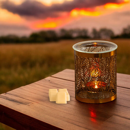 Brûleur d'encens Feuilles – Modèle original en métal et verre avec un design ajouré
