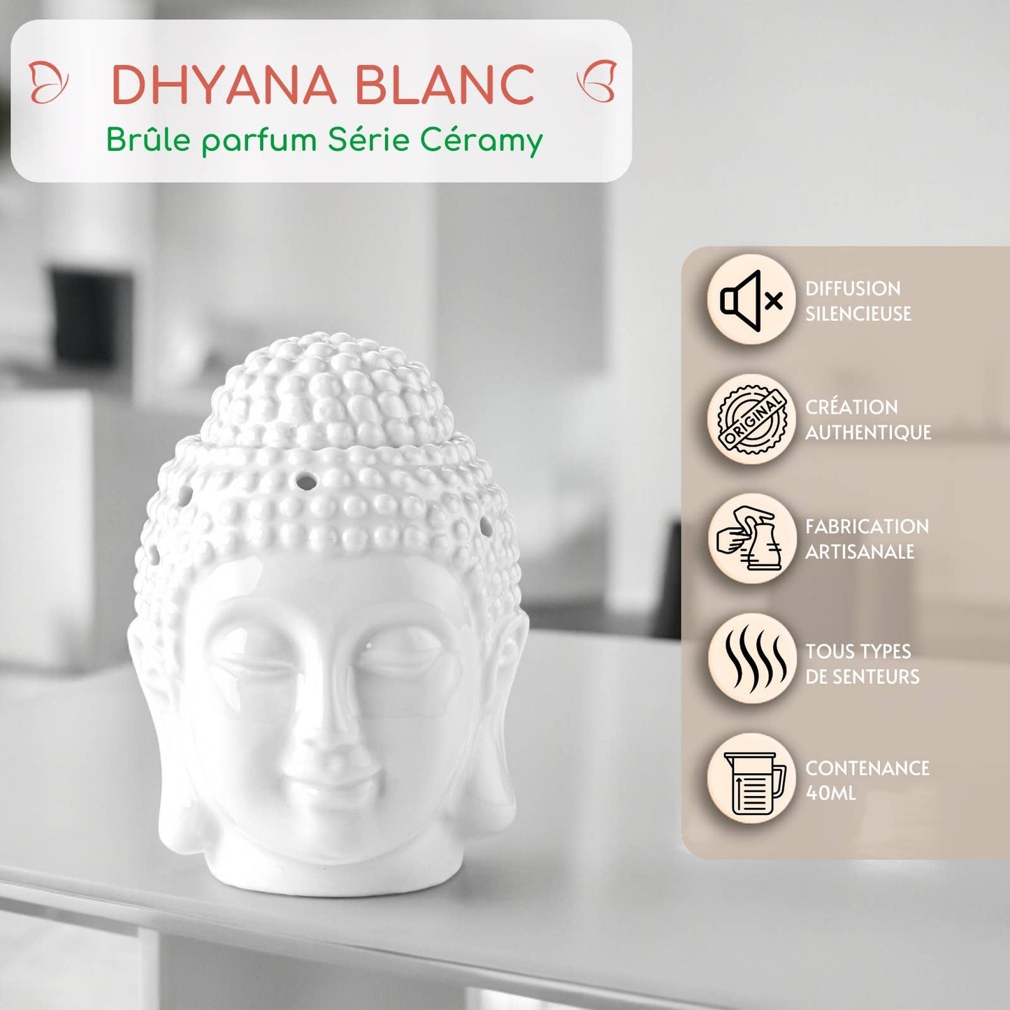 White Buddha Ceramic Oil & Wax Burner “Dhyana”