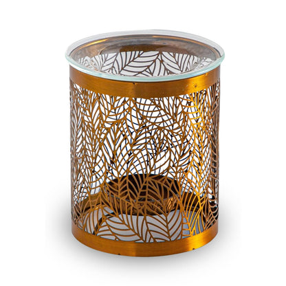 Brûleur d'encens Feuilles – Modèle original en métal et verre avec un design ajouré