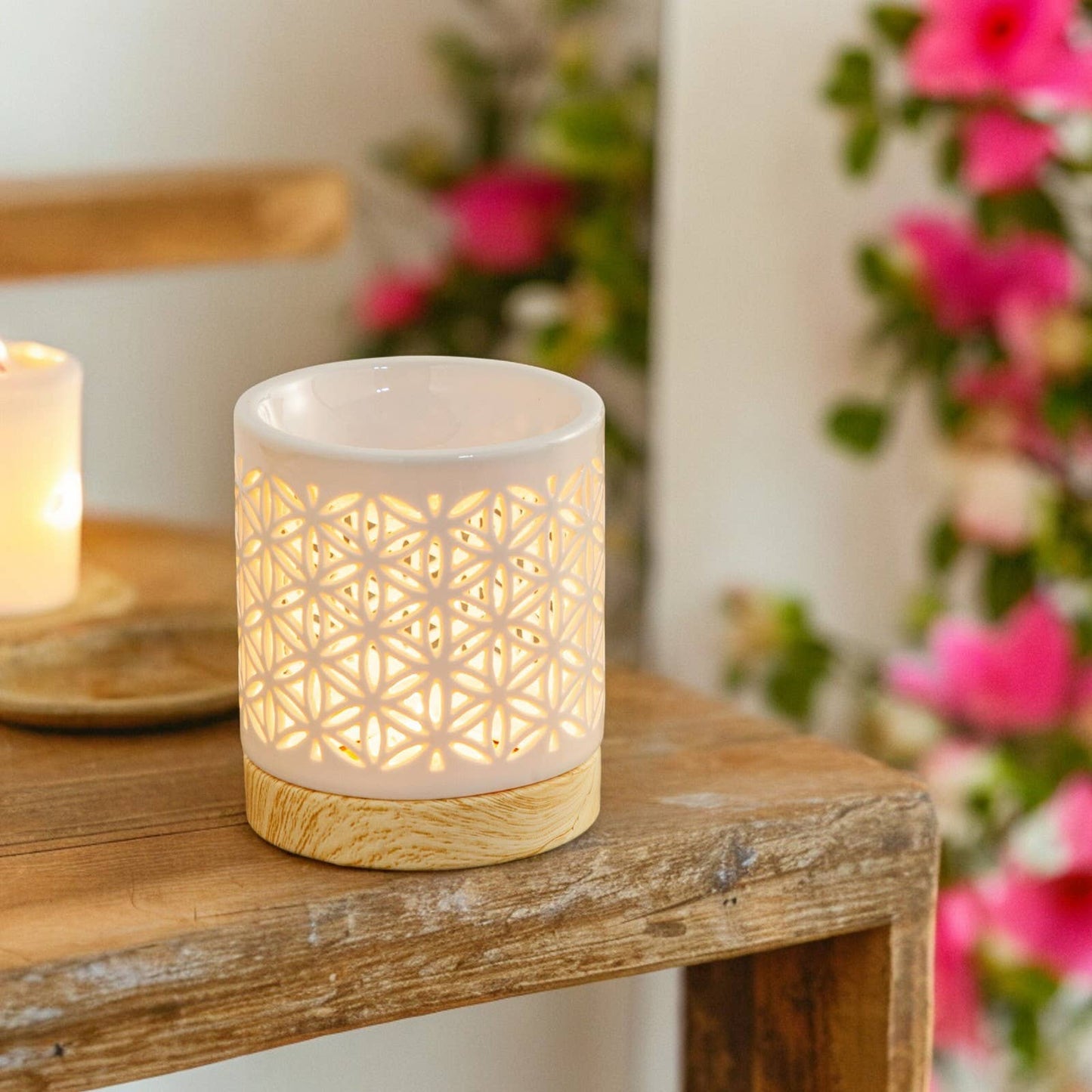 Lampe à parfum Fleur de Vie – brûleur en céramique