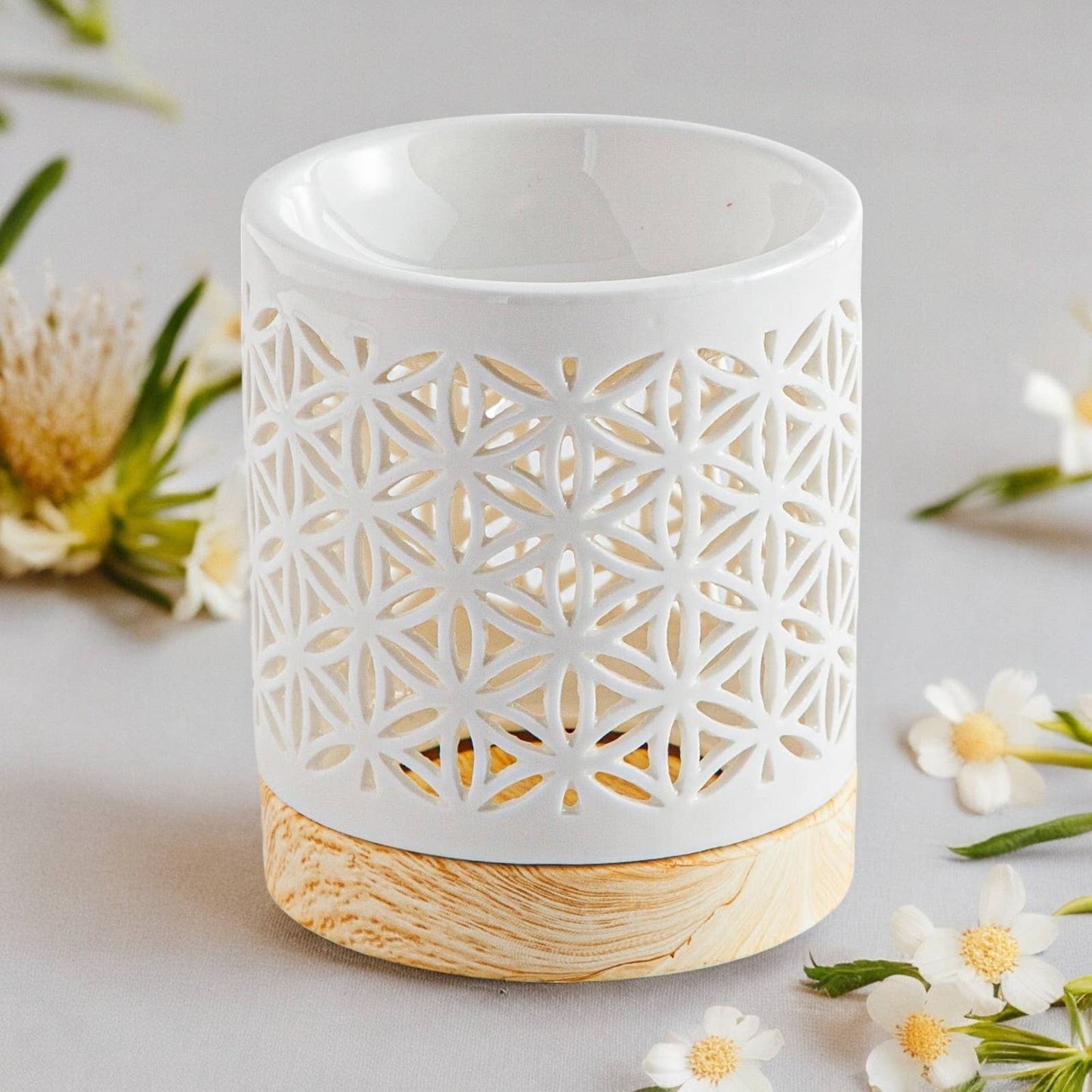 Lampe à parfum Fleur de Vie – brûleur en céramique