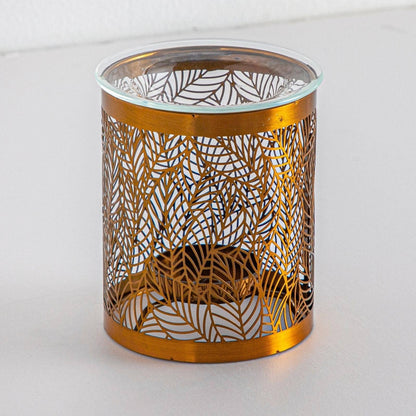Brûleur d'encens Feuilles – Modèle original en métal et verre avec un design ajouré