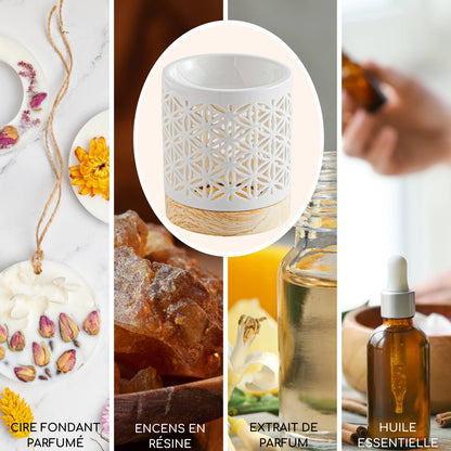Lampe à parfum Fleur de Vie – brûleur en céramique