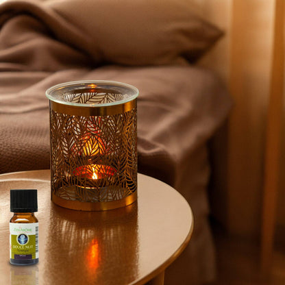 Brûleur d'encens Feuilles – Modèle original en métal et verre avec un design ajouré