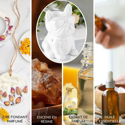 White Boubou Ceramic Oil & Wax Burner – French Bulldog Design