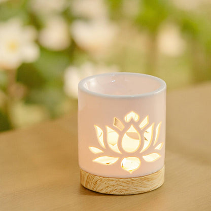 Ceramic Oil Burner & Wax Melt Warmer with Water Lily Scent by Zen'Arome