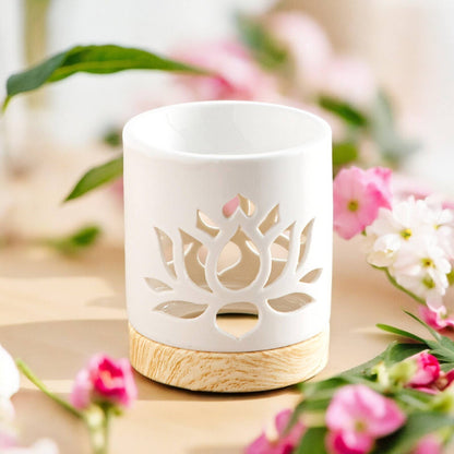 Ceramic Oil Burner & Wax Melt Warmer with Water Lily Scent by Zen'Arome