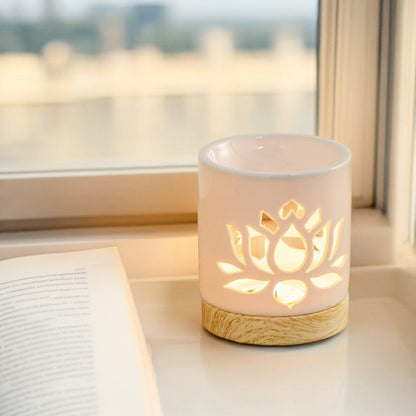 Ceramic Oil Burner & Wax Melt Warmer with Water Lily Scent by Zen'Arome