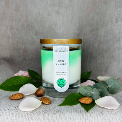 Soja-Duftkerze - Chakra-Kerze - "Herzchakra" - Yogakerze