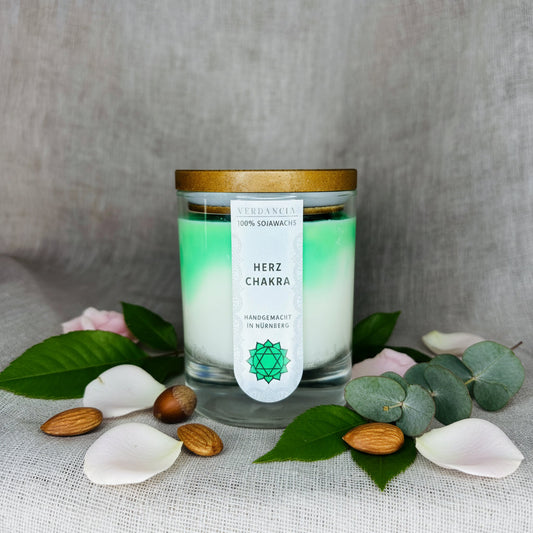 Soja-Duftkerze - Chakra-Kerze - "Herzchakra" - Yogakerze