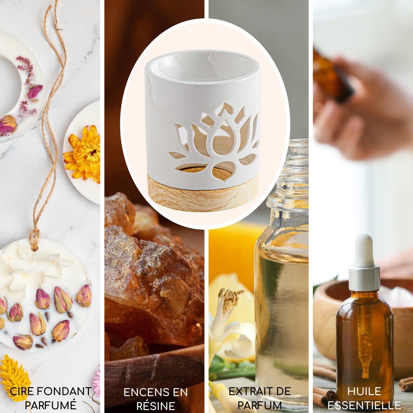 Ceramic Oil Burner & Wax Melt Warmer with Water Lily Scent by Zen'Arome