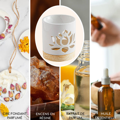 Ceramic Oil Burner & Wax Melt Warmer with Water Lily Scent by Zen'Arome