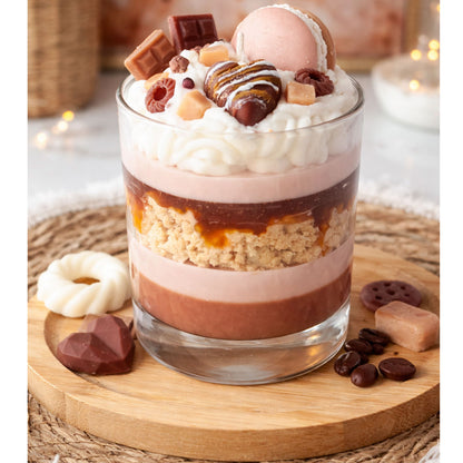 Detailaufnahme der Schokoladen- und Karamellschichten