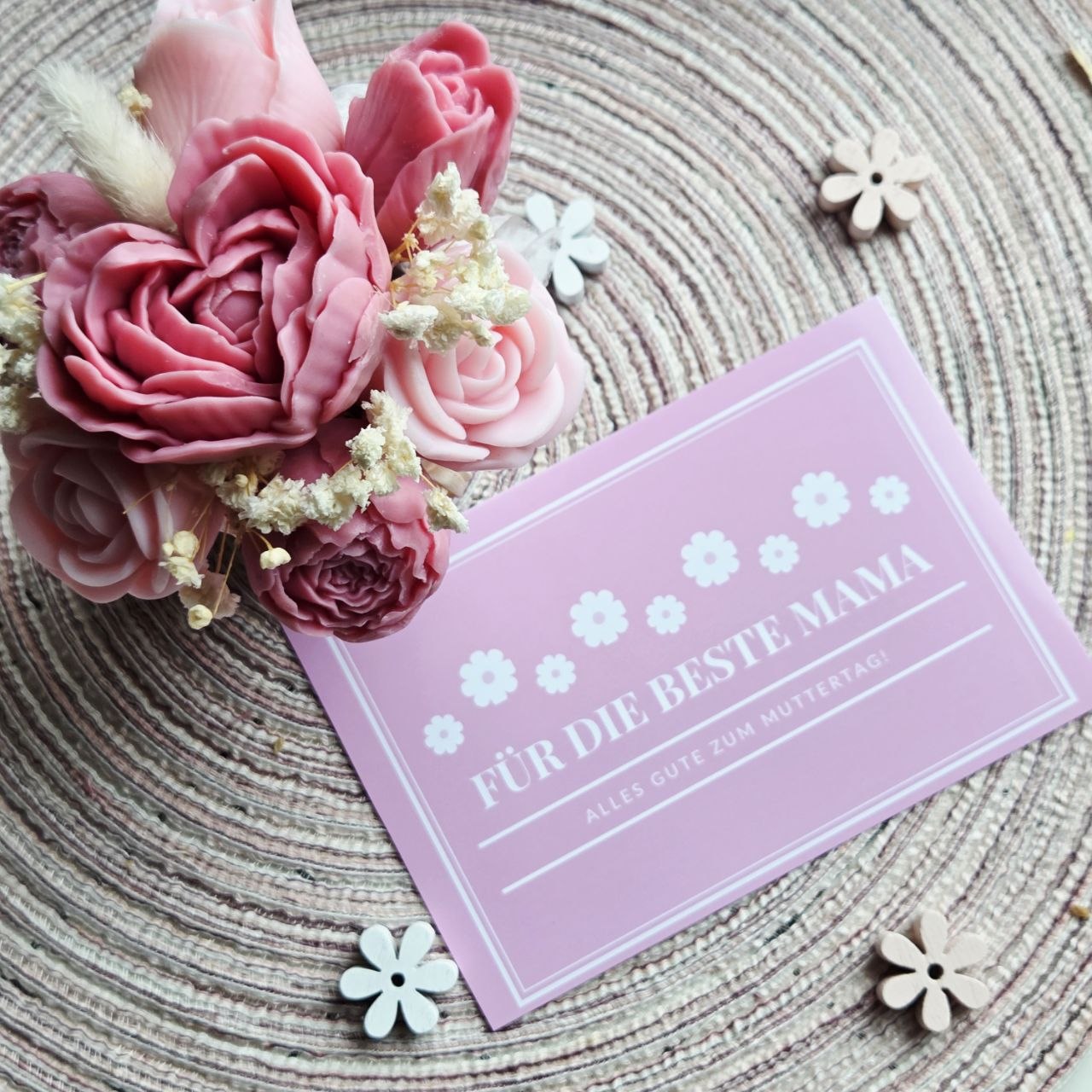 Kerzenstrauß für Mama – Muttertag Geschenk – Beste Mama Duftkerze – Blumen Kerze – Handgemacht