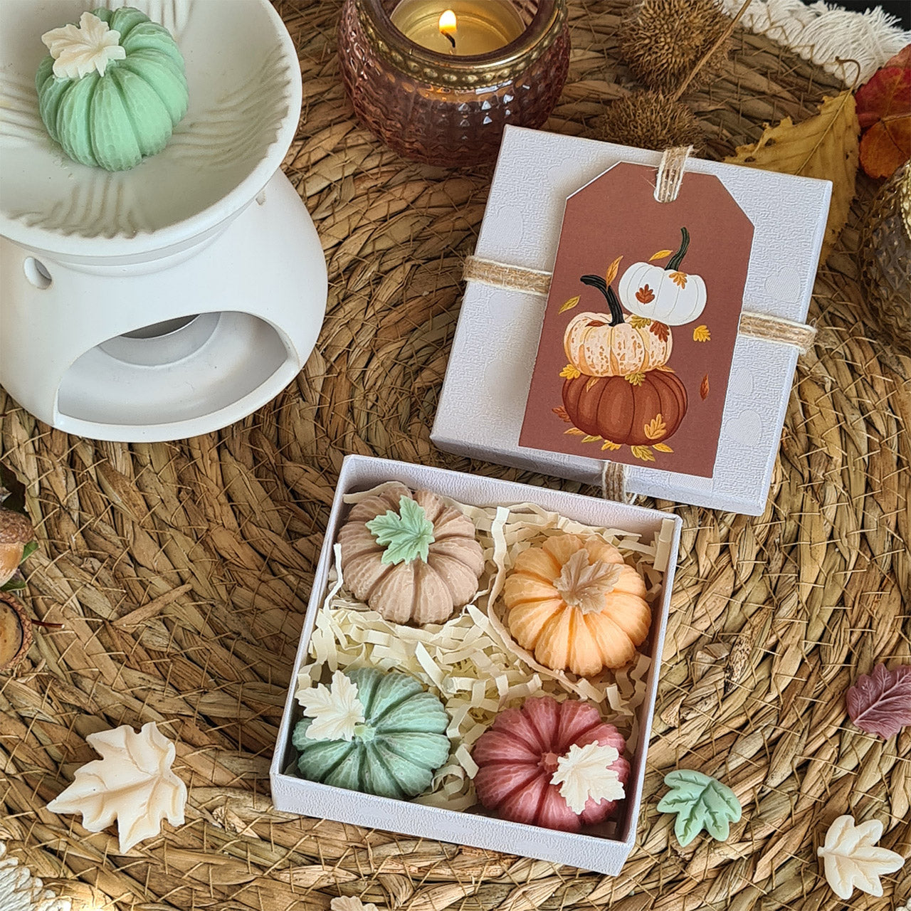 Sanfte Kürbisse – Handgemachte Wax Melts in Pastelltönen in Geschenkbox