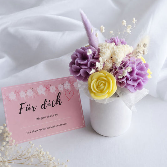 Handgemachtes Duftblumen Bouquet aus Soja- und Olivenwachs