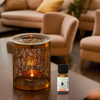 Brûleur d'encens Feuilles – Modèle original en métal et verre avec un design ajouré