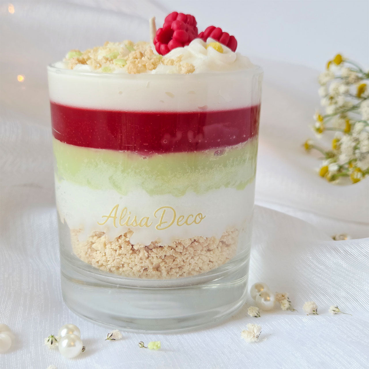 Textur der Sojawachs-Schichten einer Dessertkerze