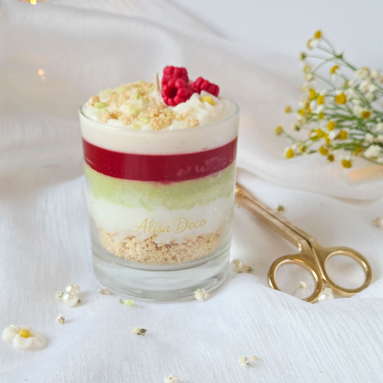 Größenverhältnis der Dessertkerze im Glas