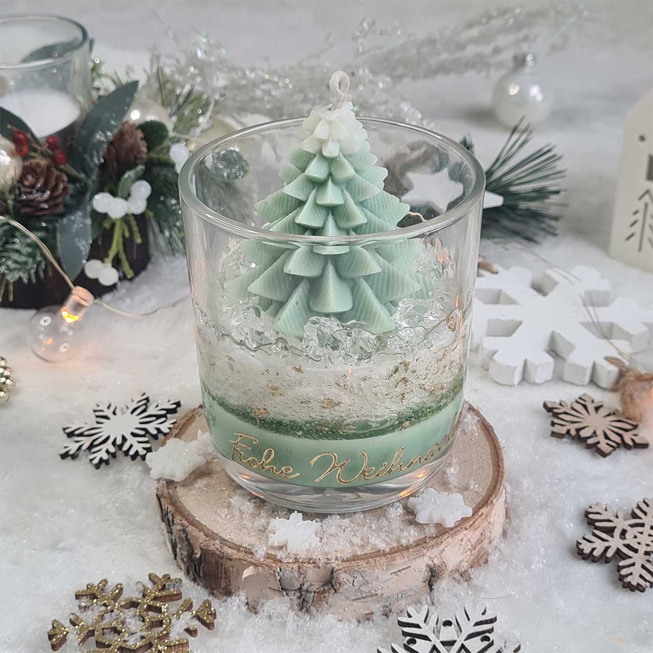 Sojawachs-Gel-Kerze mit Tannenbaum – elegantes Weihnachtsdesign