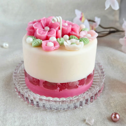Detailaufnahme der handgemachten Cake Kerze