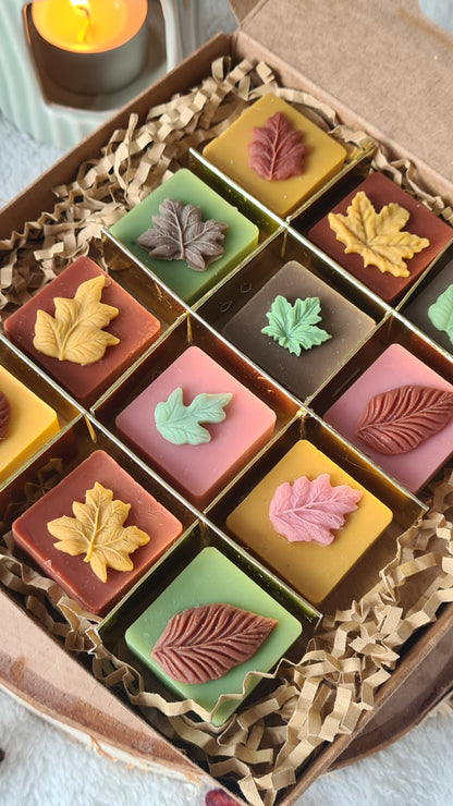 Herbstliche Stimmung – Wax Melts Blätter auf hellem Hintergrund