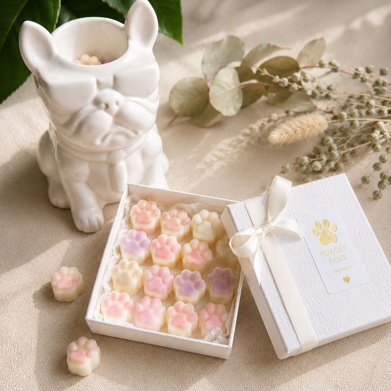 Powder Paws Duftset mit Keramik Duftlampe und Pastell Wax Melts