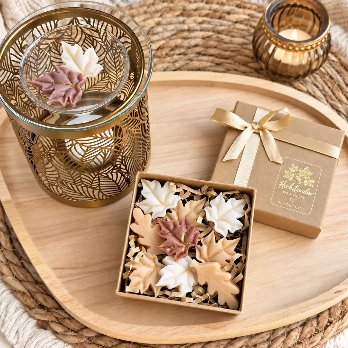Herbstliches Geschenkset mit Duftlampe und Wax Melts für Frauen
