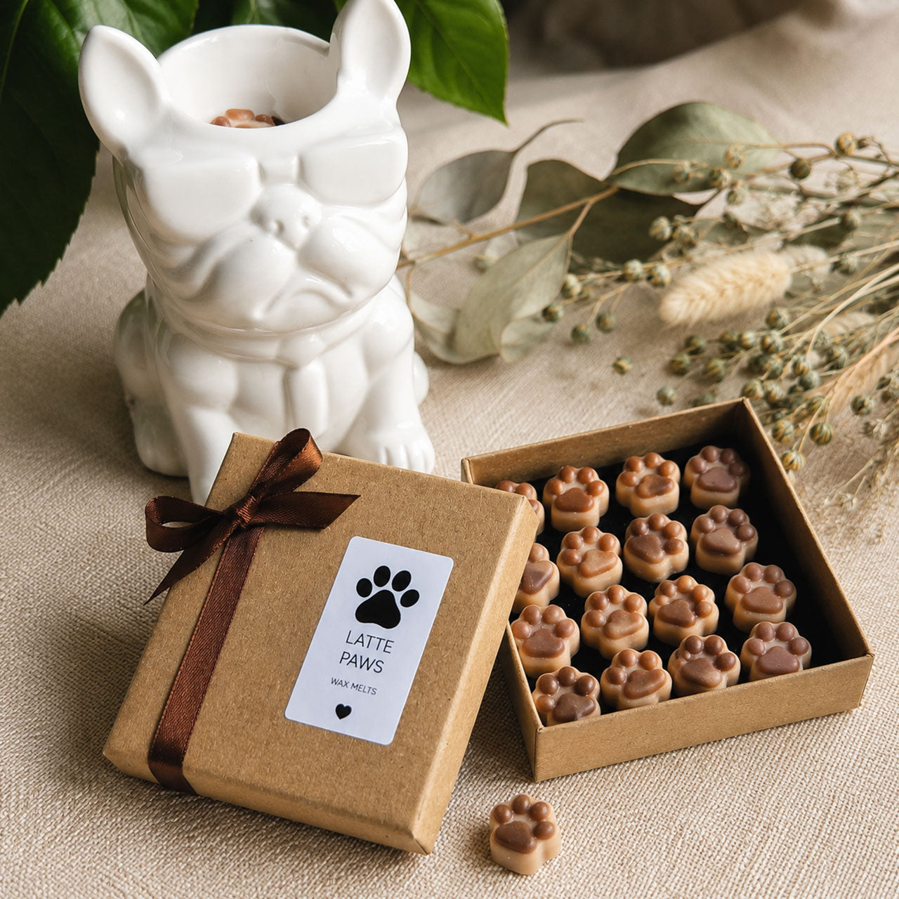 Latte Paws Duftset mit Keramik Duftlampe und Pfoten Wax Melts