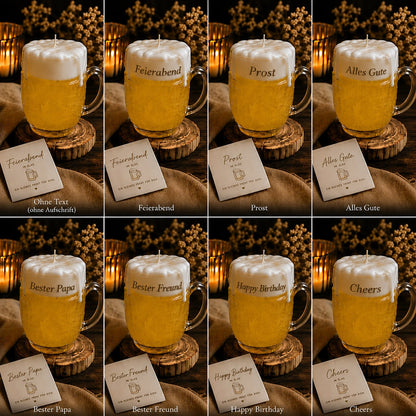Personalisierbare Feierabend Bierkerze im Glas