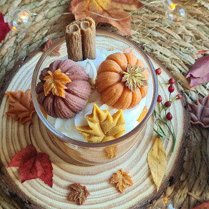 Verpackte handgemachte Kürbis Dessertkerze, ideale Geschenkidee