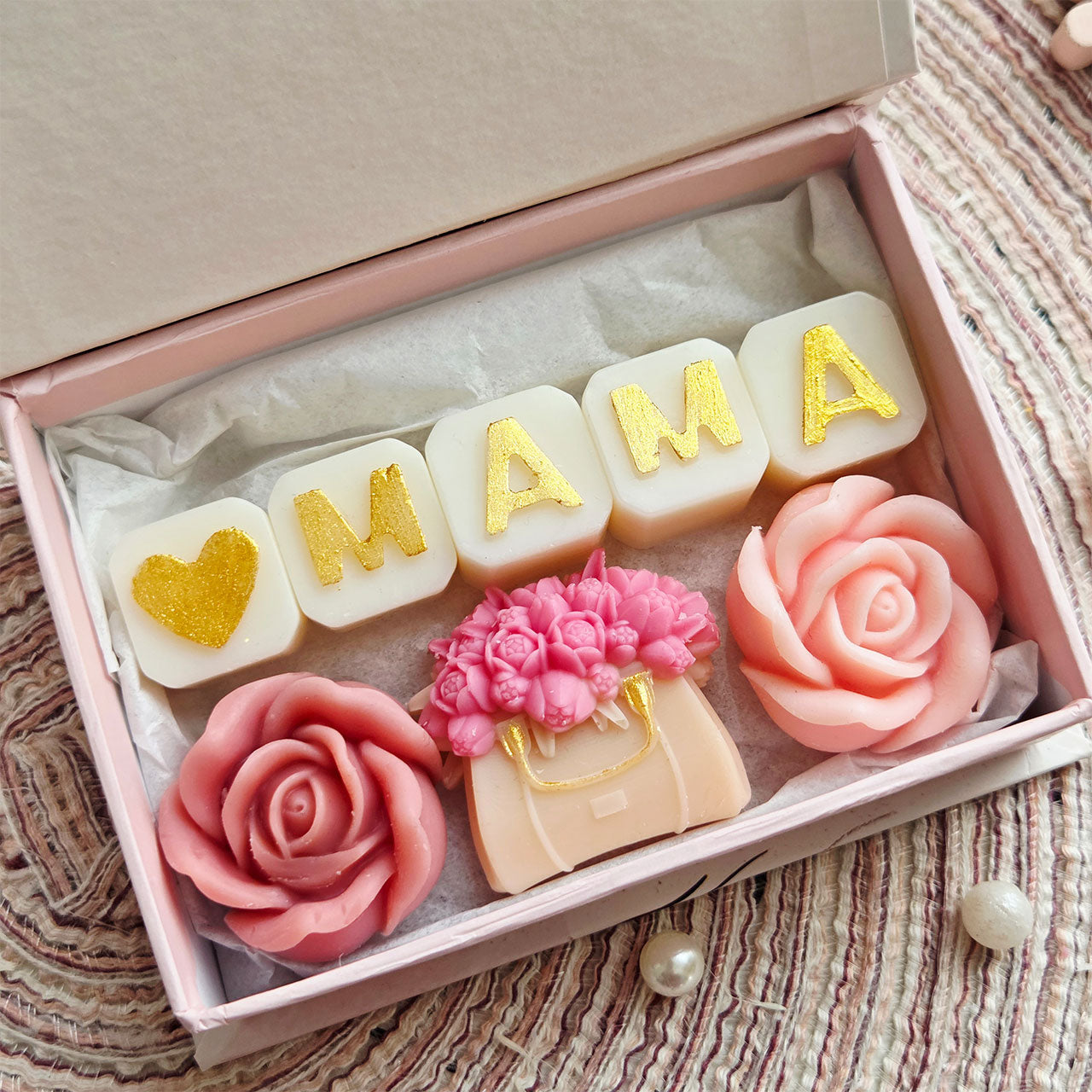Coffret Fondants Parfumés MAMA – Cadeau Parfumé en Cire de Soja pour Maman