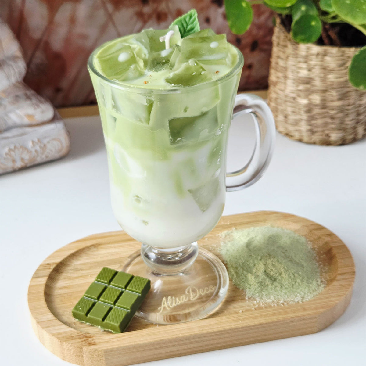 Matcha Latte Candle in Glass | Soy Wax Aesthetic