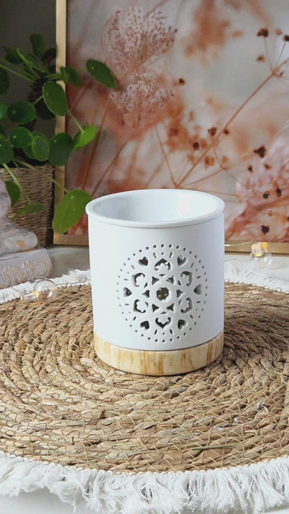 White Ceramic Mandala Wax Melt Burner