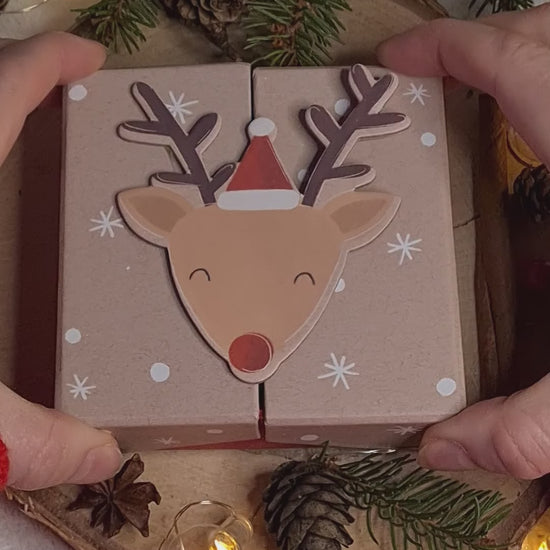 Kurzes Video der Geschenkbox „Cozy Christmas Forest“ mit glänzenden Wax Melts und festlicher Verpackung.