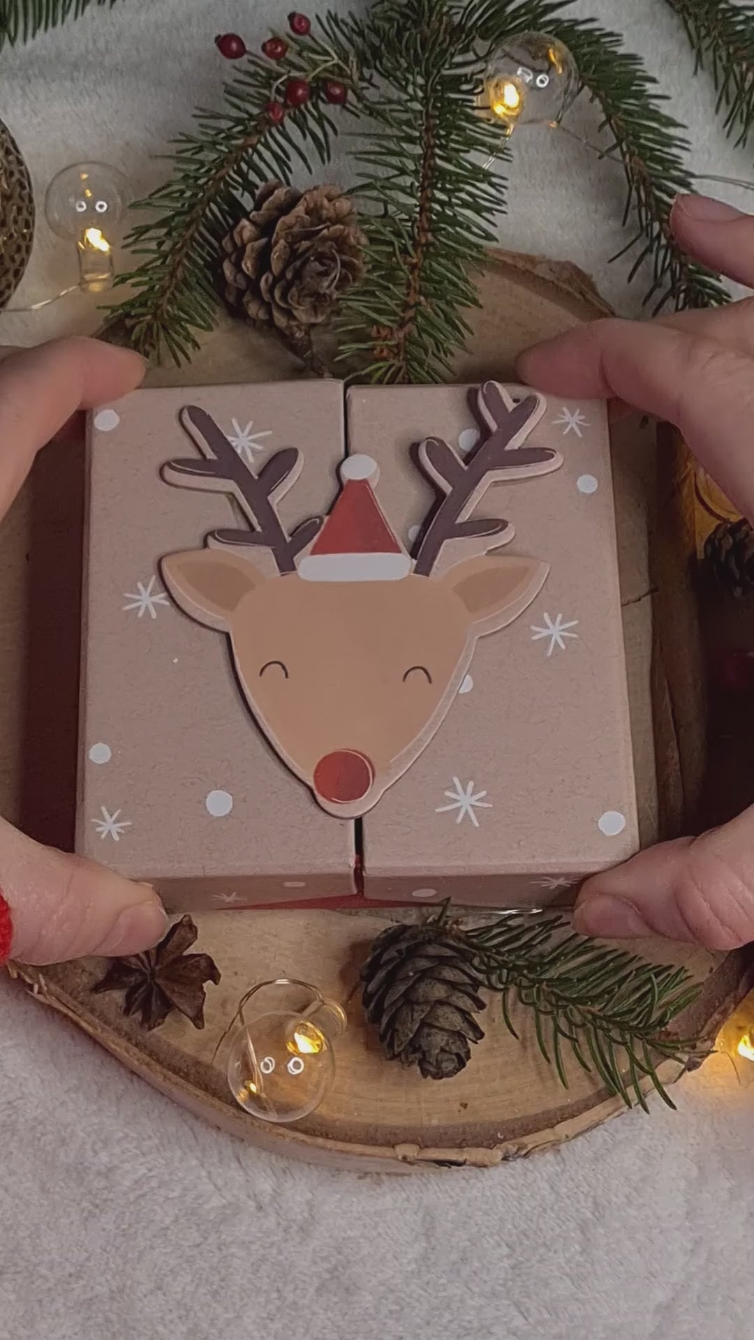 Kurzes Video der Geschenkbox „Cozy Christmas Forest“ mit glänzenden Wax Melts und festlicher Verpackung.