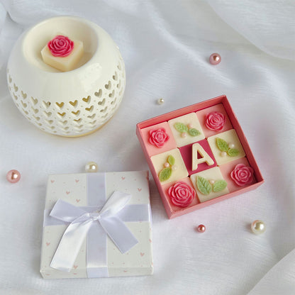 Personalized Rose Wax Melts Gift Set – romantic scented melts made from soy wax
