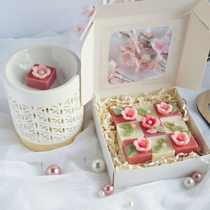 Wax Melts in Blumenform aus Sojawachs im Frühlingsdesign
