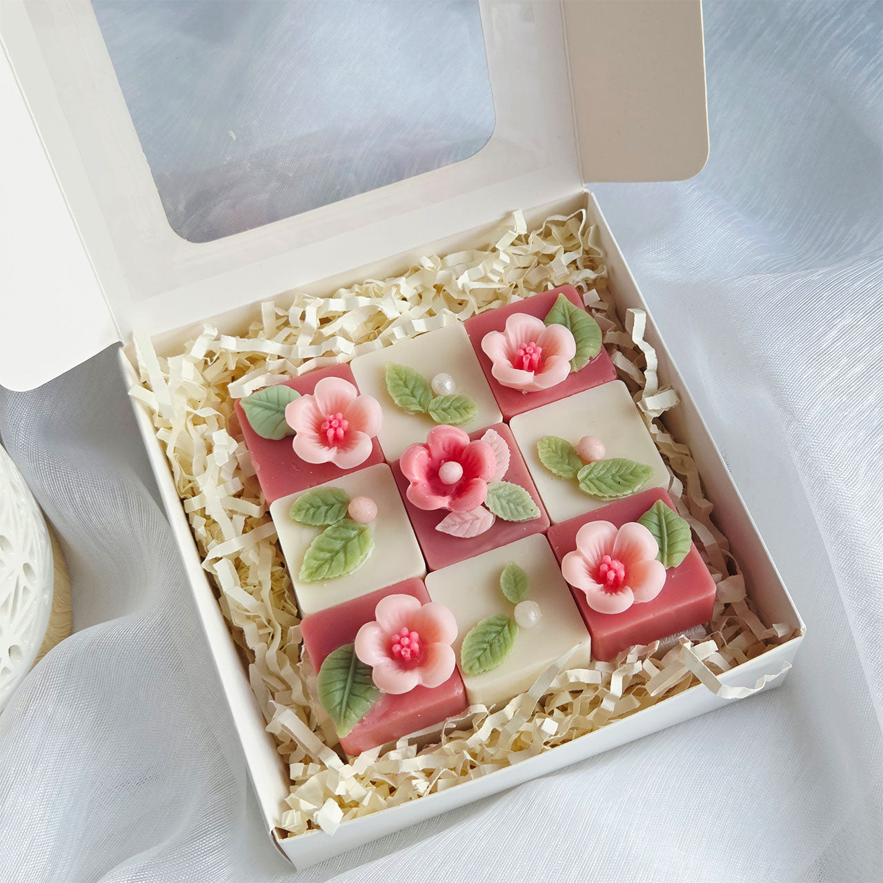 Geöffnete Geschenkbox mit handgemachten Wax Melts