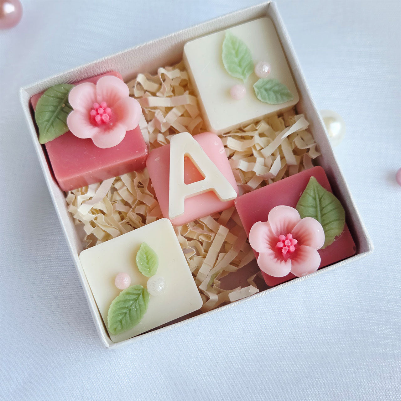 Florale Details der handgemachten Wax Melts aus Sojawachs