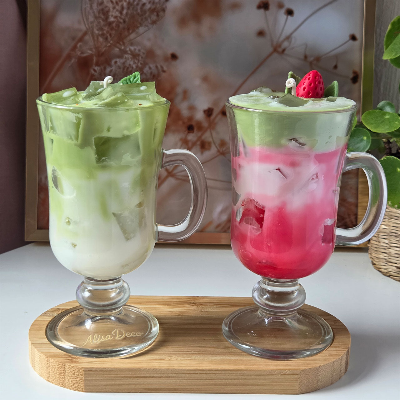 Strawberry Matcha Latte Kerze im Glasbecher