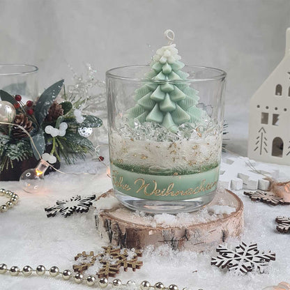 Weihnachtskerze mit Tannenbaum im Glas – Limited Edition, handgegossen